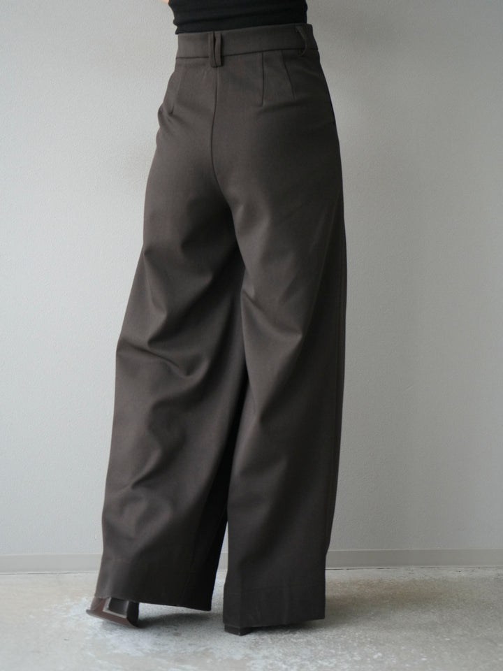 [予約]ダブルタックワイドパンツ/ブラウン