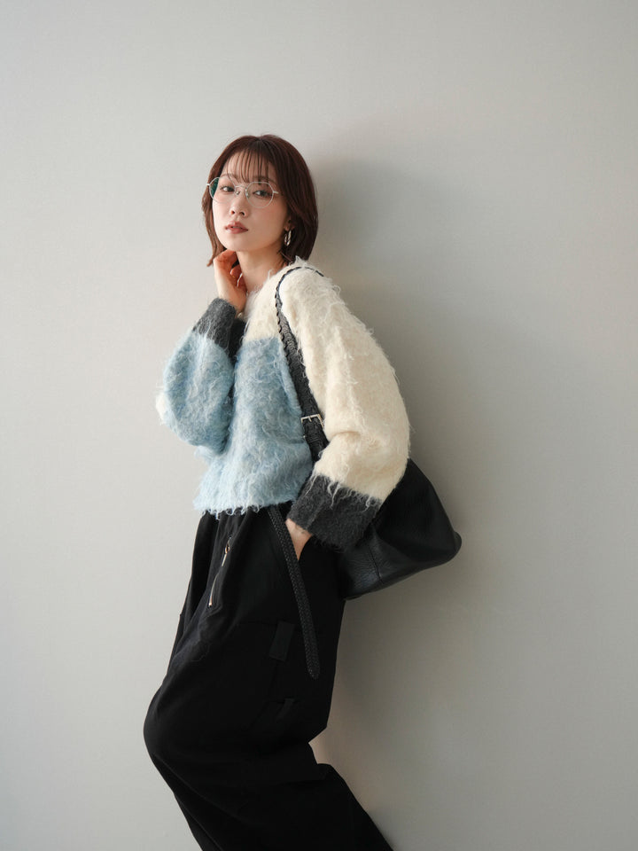 [SET]バイカラーモヘアタッチニットプルオーバー+バイカラーモヘアタッチニットプルオーバー(2set)