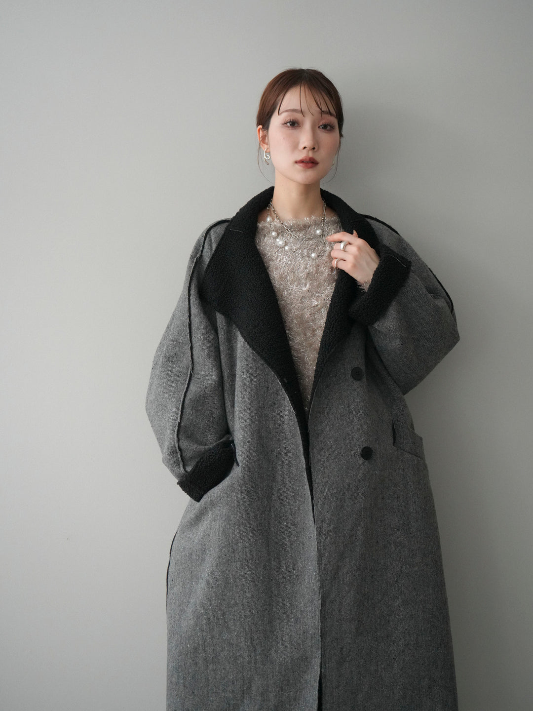 [予約]アウトシーム裏ボアコート/gray