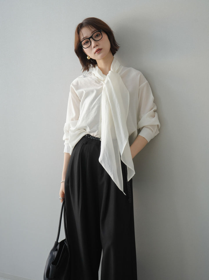 [SET]シアーボウタイブラウス+シアーボウタイブラウス(2set)