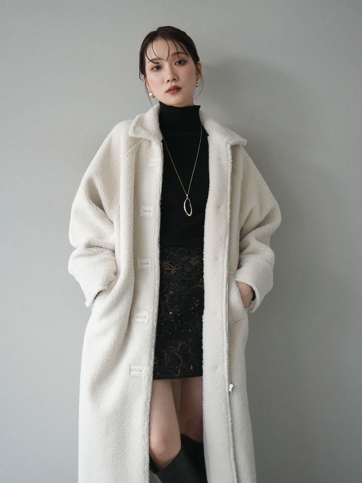 [予約]ボアxムートンロングコート/ivory