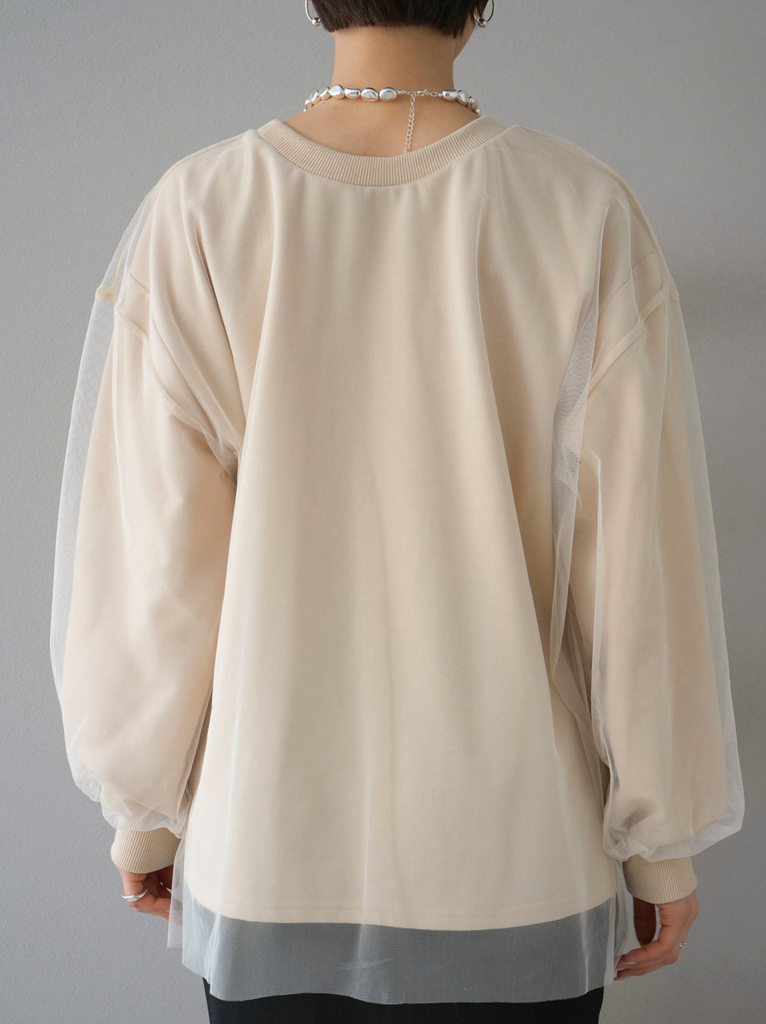 [Pre-order] Tulle Docking Sweat Pullover/Light Beige