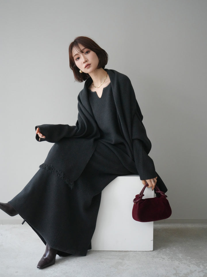 [SET]ストール付キーネックニットSET UP