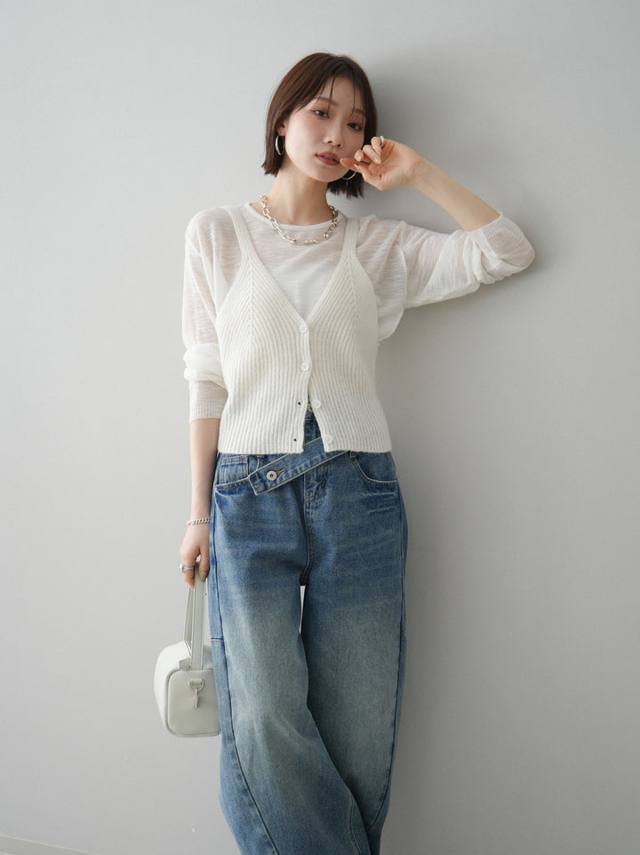 [予約]ビスチェアンサンブルシアーニット/white