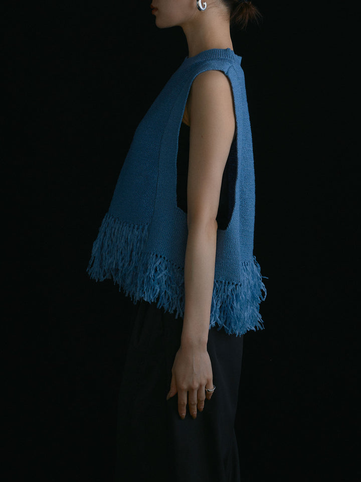 [予約]フェザーヤーンニットベスト/ブルー