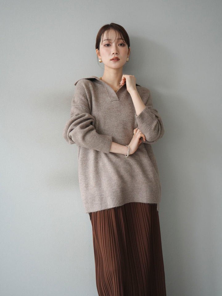 [SET]スキッパーオーバーニットプルオーバー+選べるアクセセット(2set)