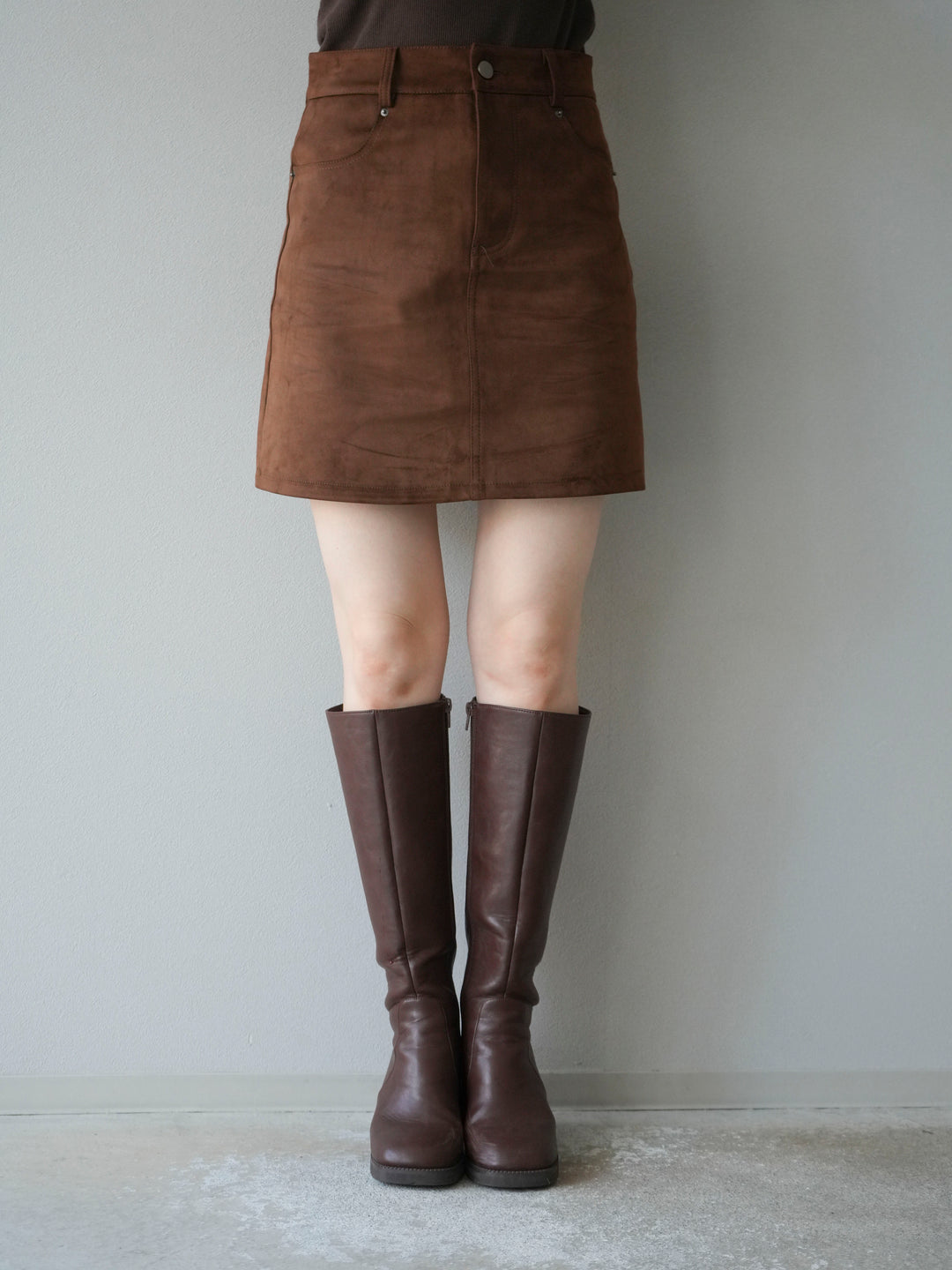[予約]スエードペチパンツ付ミニスカート/ブラウン