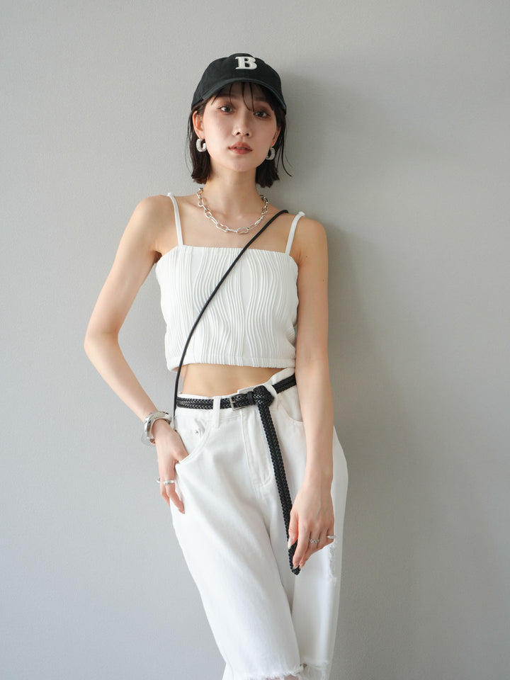 [SET]ウェーブパイピングカップ付ベアキャミソール+ウェーブパイピングカップ付ベアキャミソール(2set)