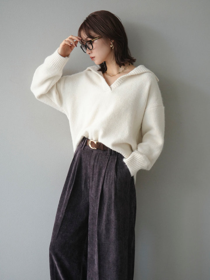 [予約]スキッパーニットプルオーバー/offwhite