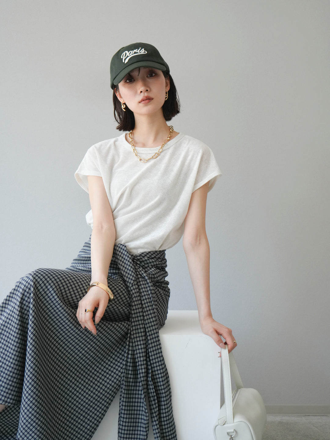 [SET]シアーベロアプルオーバー+サイド巻きツイルスカート(2set)