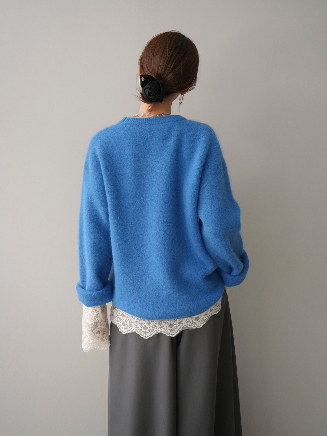 [予約]アンゴラタッチクルーネックニットプルオーバー/blue