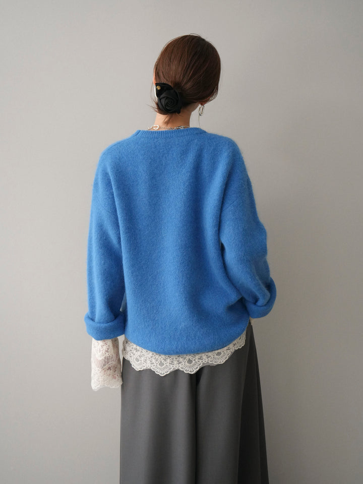 [予約]アンゴラタッチクルーネックニットプルオーバー/blue