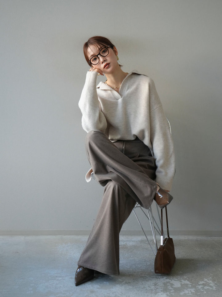 [予約]スキッパーオーバーニットプルオーバー/oatmeal