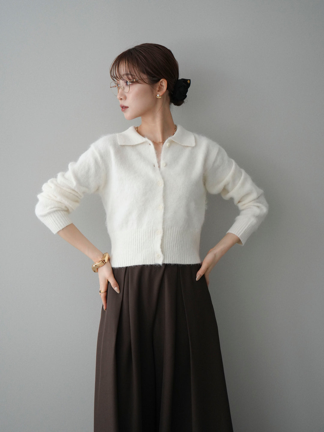 [SET]モヘア衿付きボタンプルオーバー+モヘア衿付きボタンプルオーバー(2set)