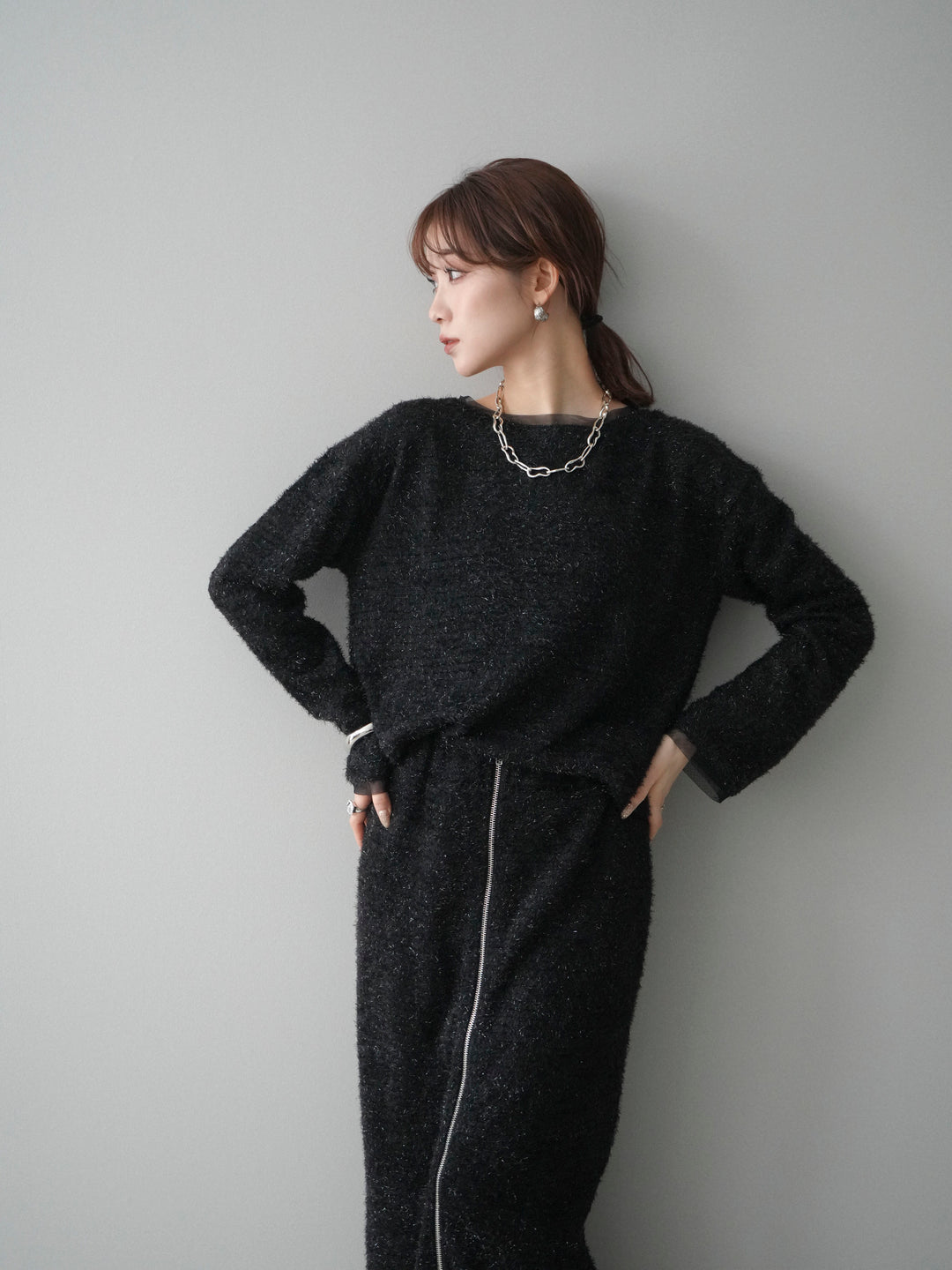 [SET]ラメシャギートップス+選べるアクセセット(2set)