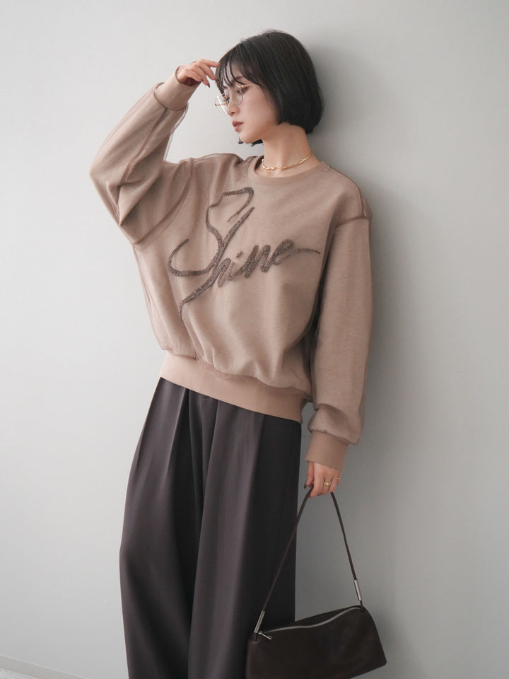 [予約]チュールレイヤードロゴスエットプルオーバー/beige