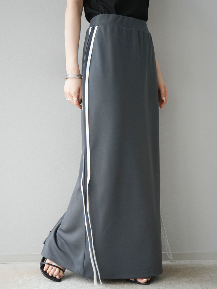 [予約]サイドラインジャージナロースカート/チャコール