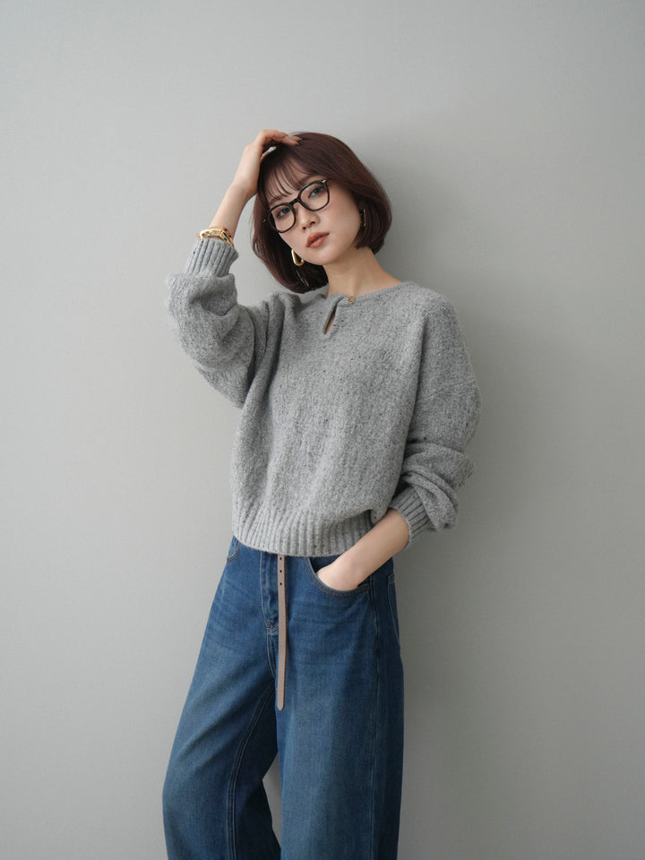 [SET]ツイストネックラメネップヤーンニットプルオーバー+ツイストネックラメネップヤーンニットプルオーバー(2set)