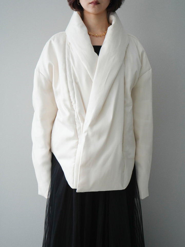 [20%オフ]シャイニーアシンメトリーダウンジャケット/offwhite