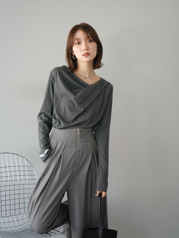 [予約]ドレープデザインカットソー/チャコール