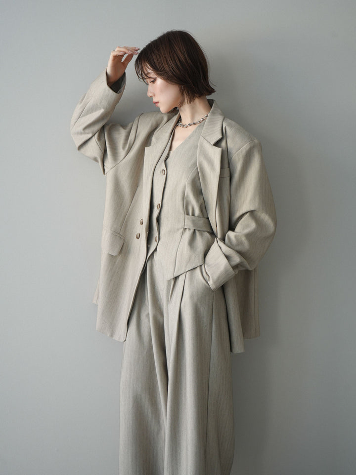 [予約]ダブルボタンヘリンボーンジャケット/beige