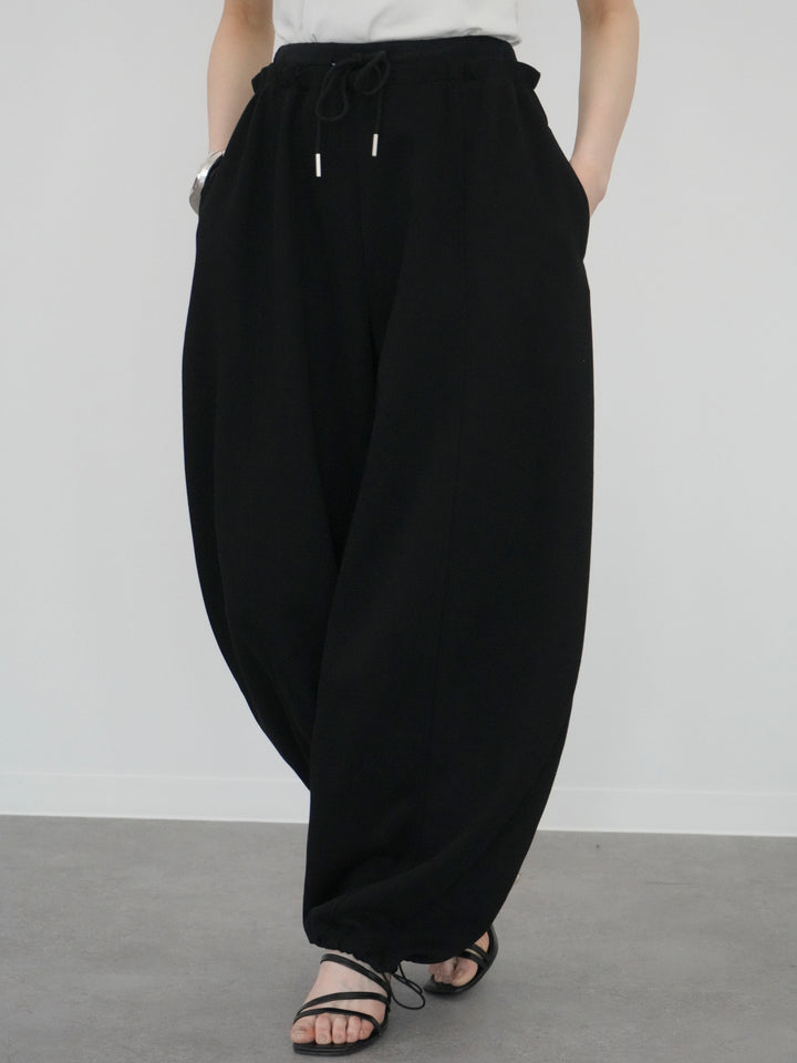 [予約]ダブルウエストドロストヘムスウェットパンツ/black