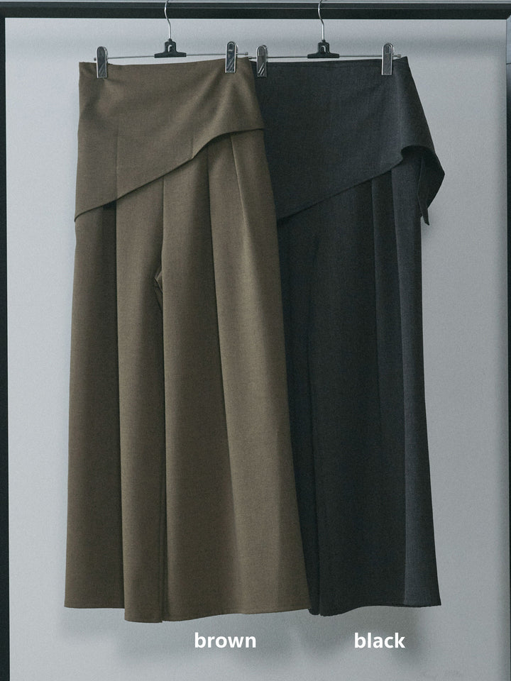 【Allure】[SET]デザインショートニットカーディガン+スカーフ付ワイドパンツ(2set)