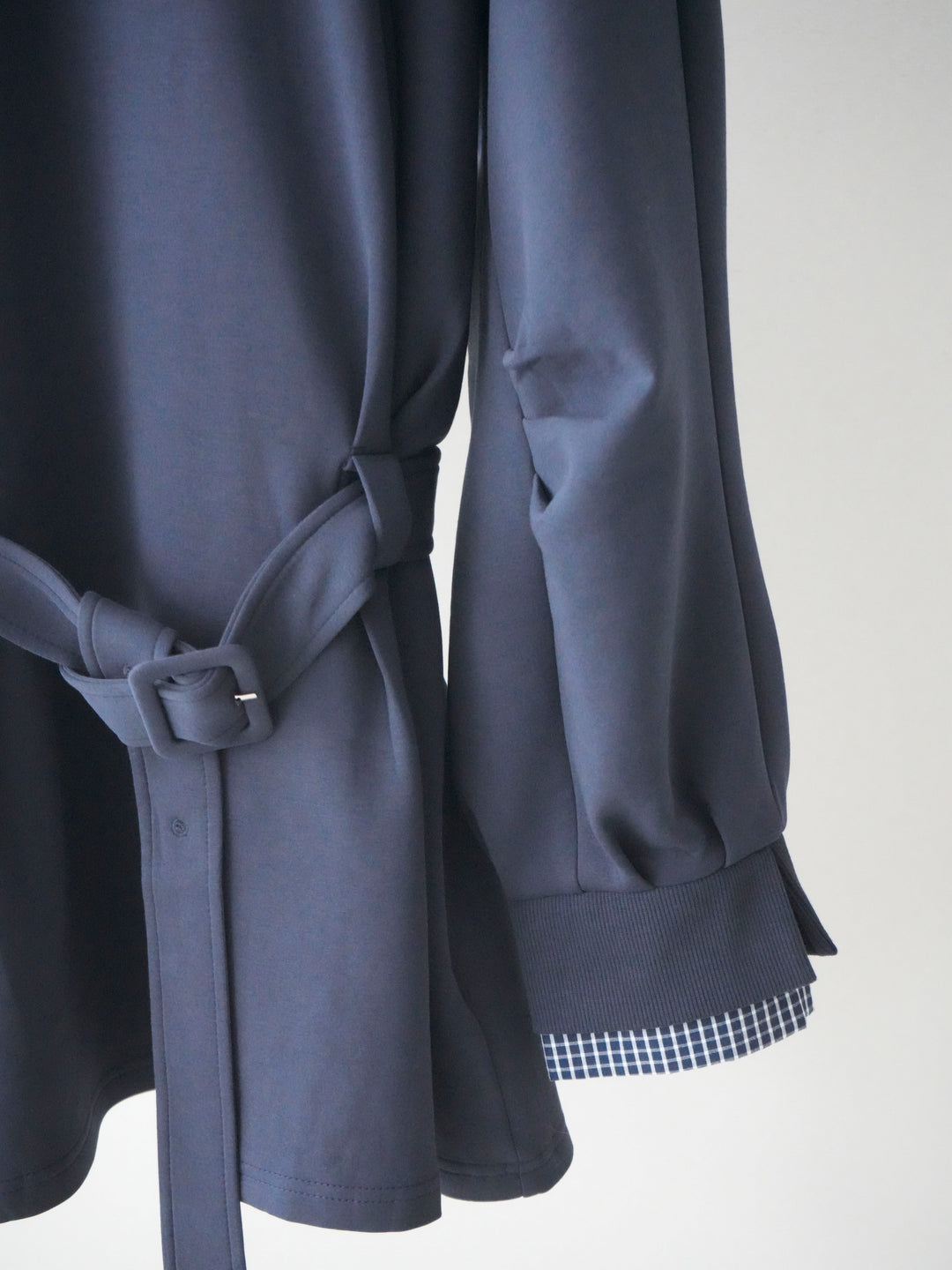 [SET]チェック襟xスエットミニワンピース+アウトシーム裏ボアコート(2set)