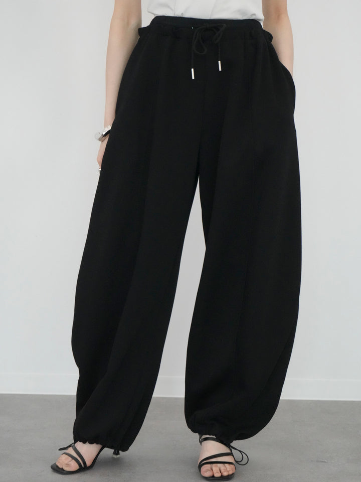 [予約]ダブルウエストドロストヘムスウェットパンツ/black