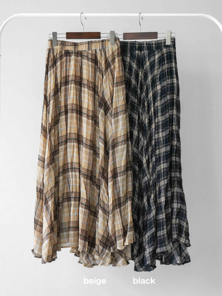 [SET]ネオンロゴフォトプリントBIG Tシャツ+シアーチェックアシンメトリーワッシャースカート(2set)