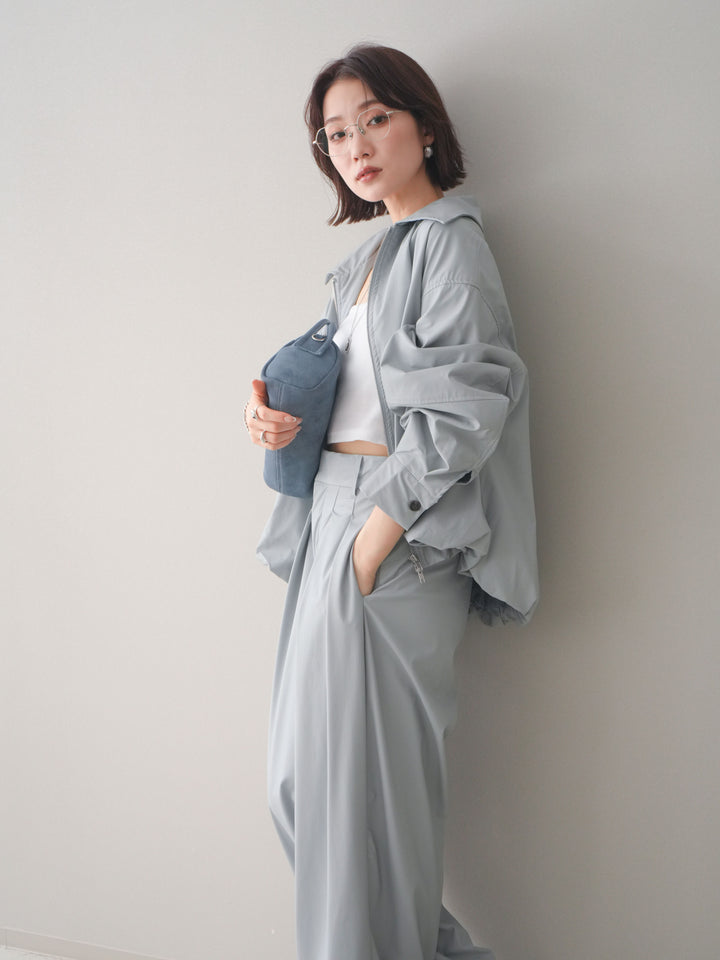 [予約]ウォッシャブルフェイクレザーバルーンジャケット/blue