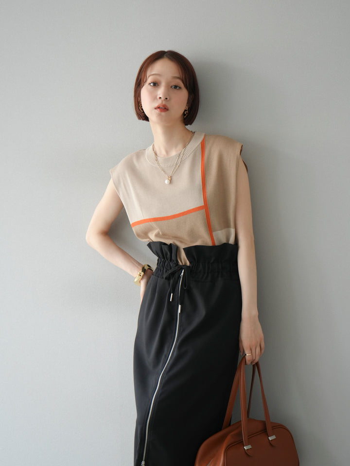 [SET] 同色系無袖針織套衫 + 可選飾品套裝（2 套）