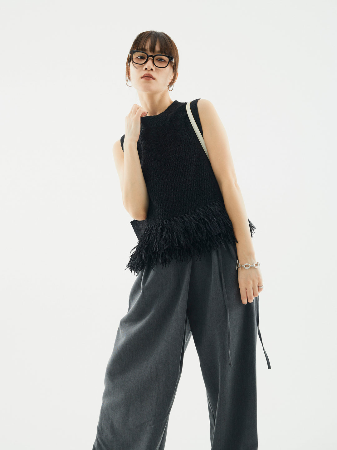 【Allure】[SET]フェザーヤーンニットベスト+フェザーヤーンニットベスト(2set)