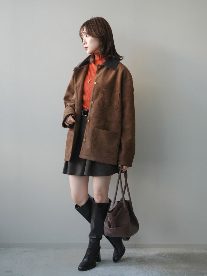 [予約]ベルト付きタックミニスカート/brown