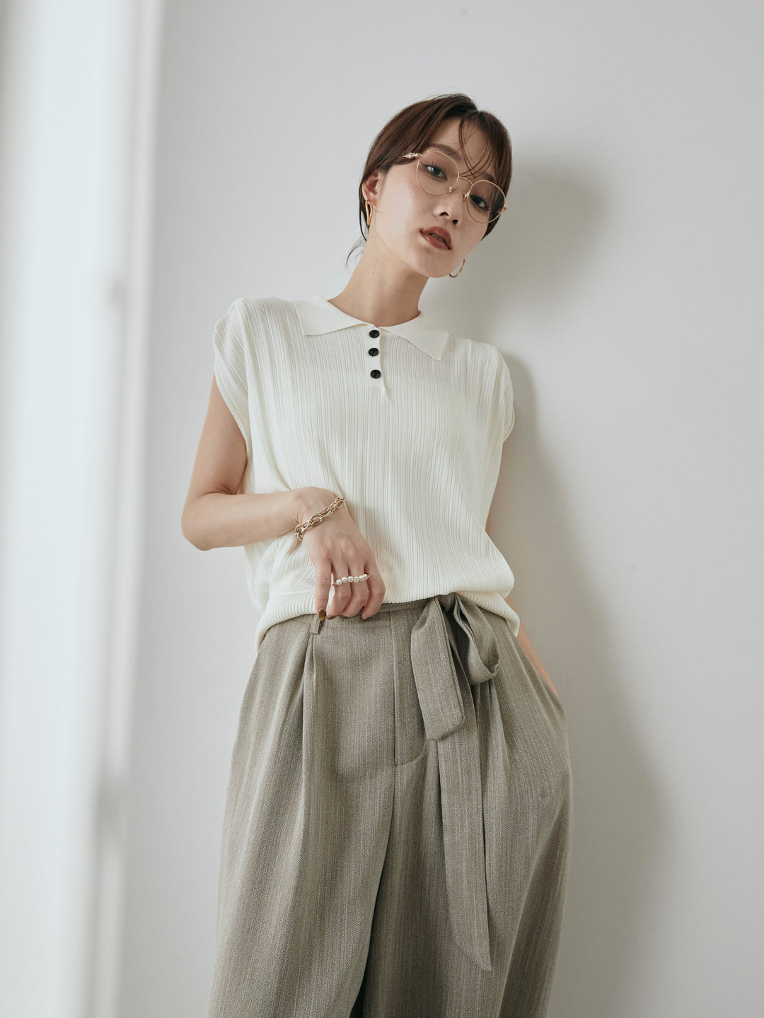 [予約]ランダムリブポロニットベスト/オフ