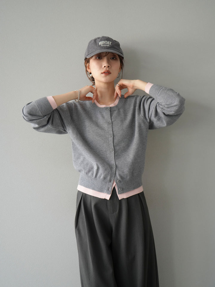 【SET】同色系疊穿開襟衫+雙褶寬褲（2件組）