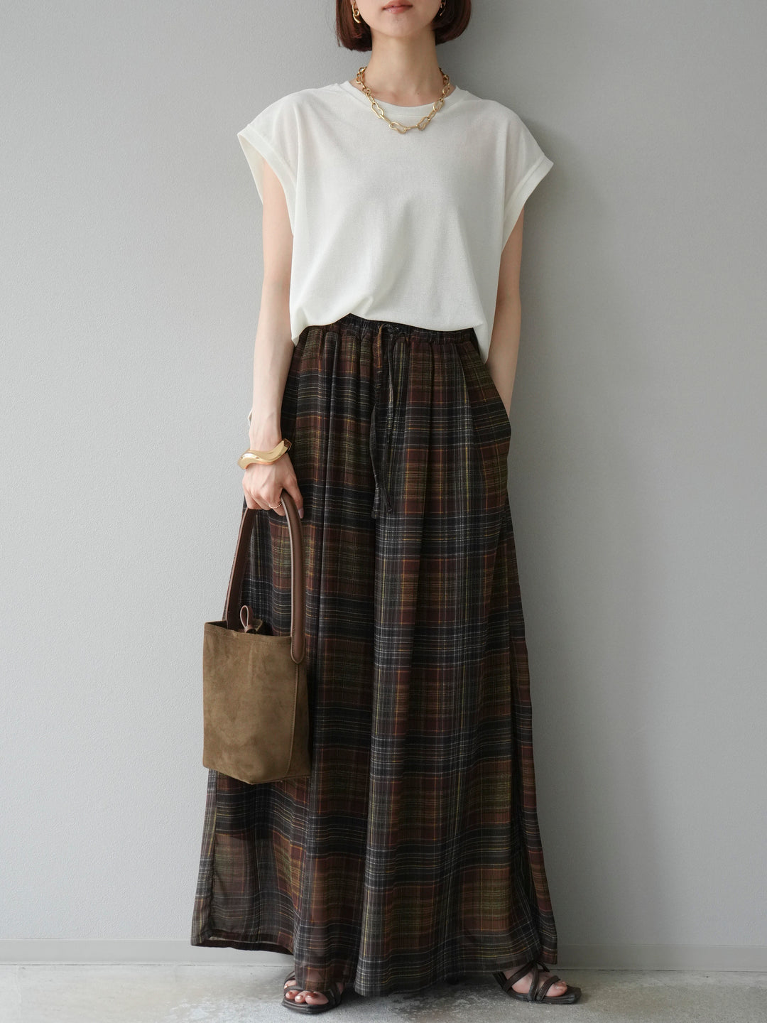 [予約]シアーフロッキーベロアルーズノースリーブTシャツ/オフシロ