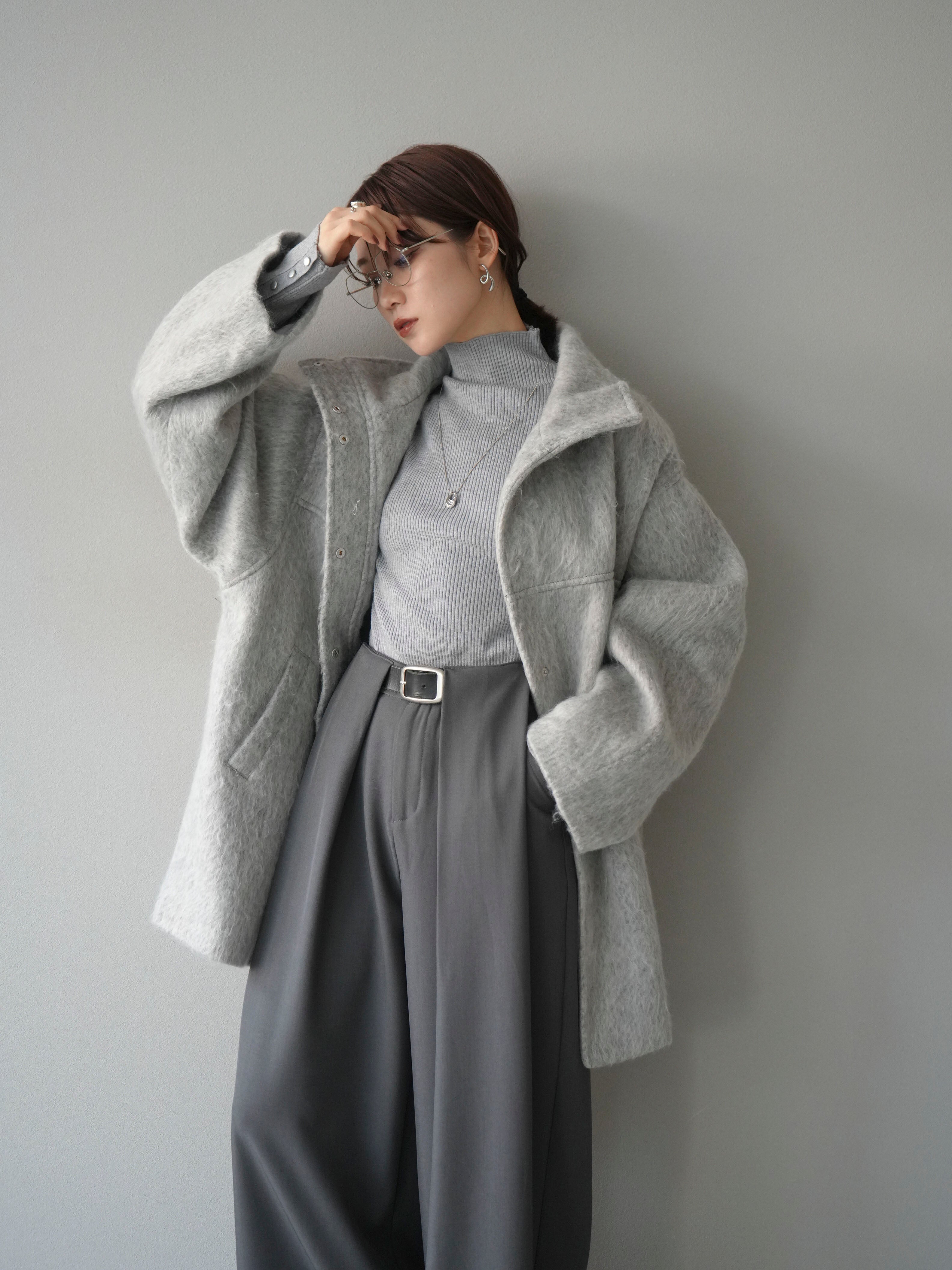 予約]スタンドカラーシャギーコート/mokugray – Lumier