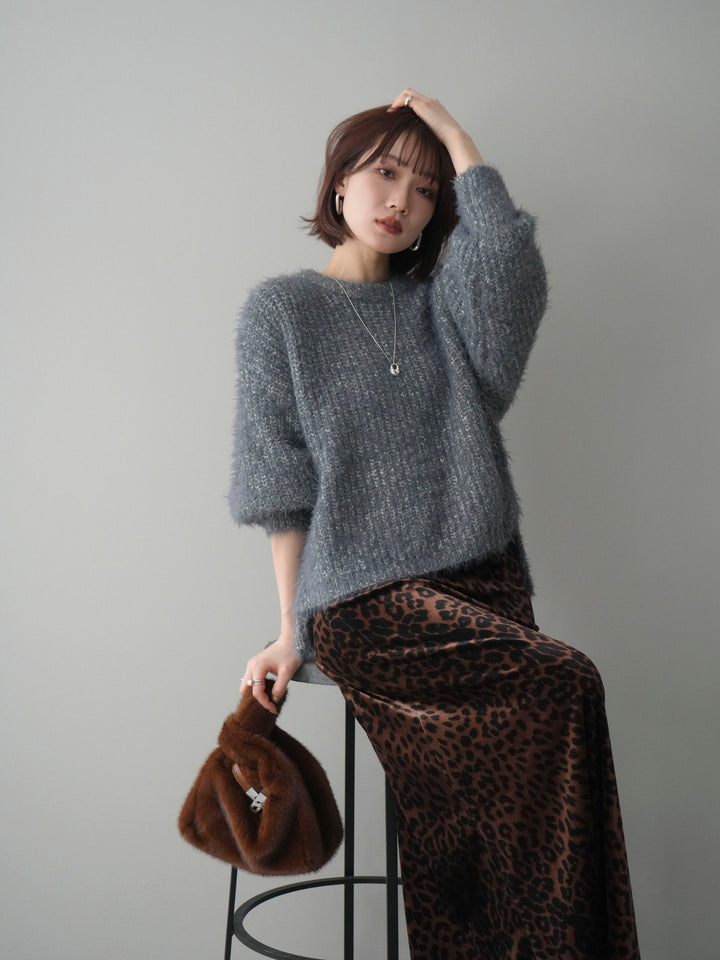 [SET]ボリュームスリーブシャギー MIXニットプルオーバー+ボリュームスリーブシャギー MIXニットプルオーバー(2set)