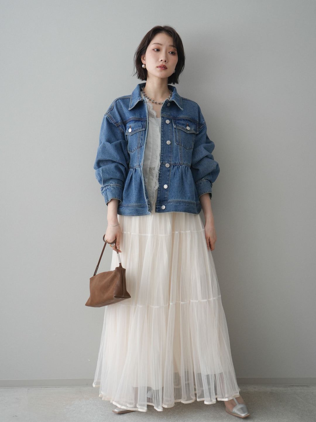 [SET]ラメプリーツレイヤードチュールロングスカート+ラメプリーツレイヤードチュールロングスカート(2set)