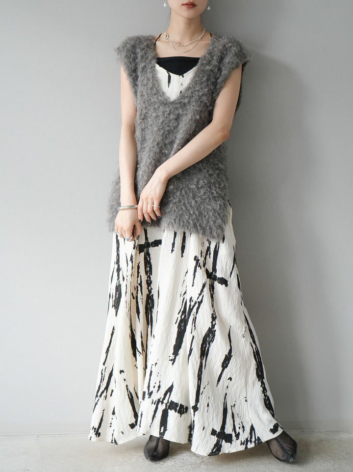 [予約]ウール混ミックスヤーンニットベスト/モカ