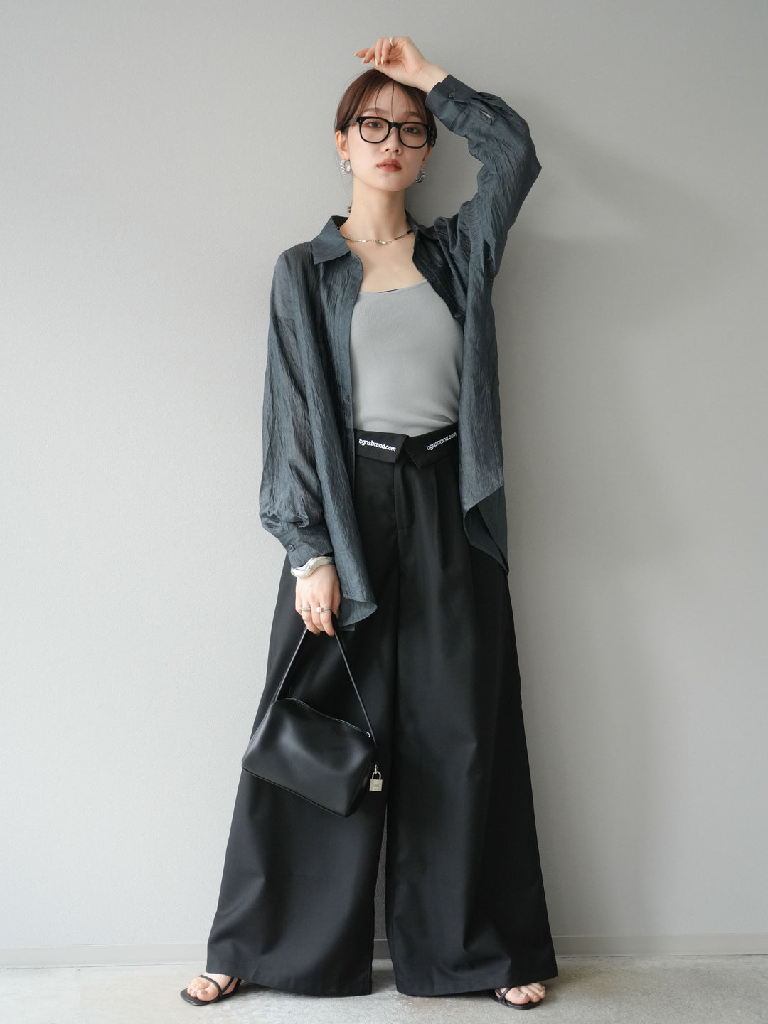 [予約]ワッシャーシャイニーシャツ/グレー