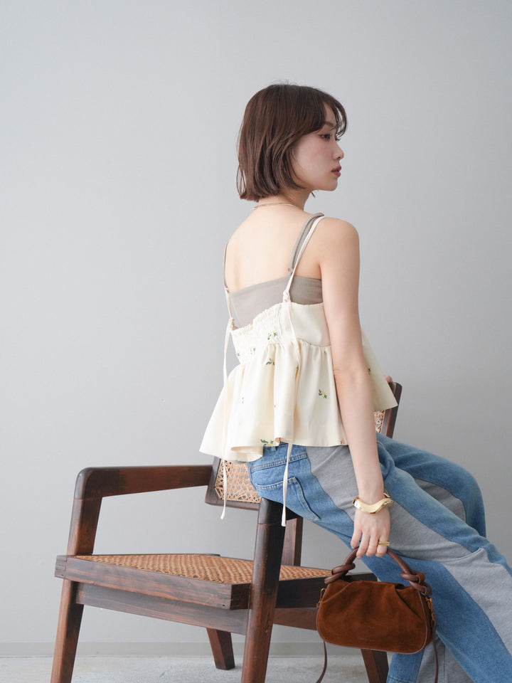 [予約]フラワー刺繍ビスチェ/ivory
