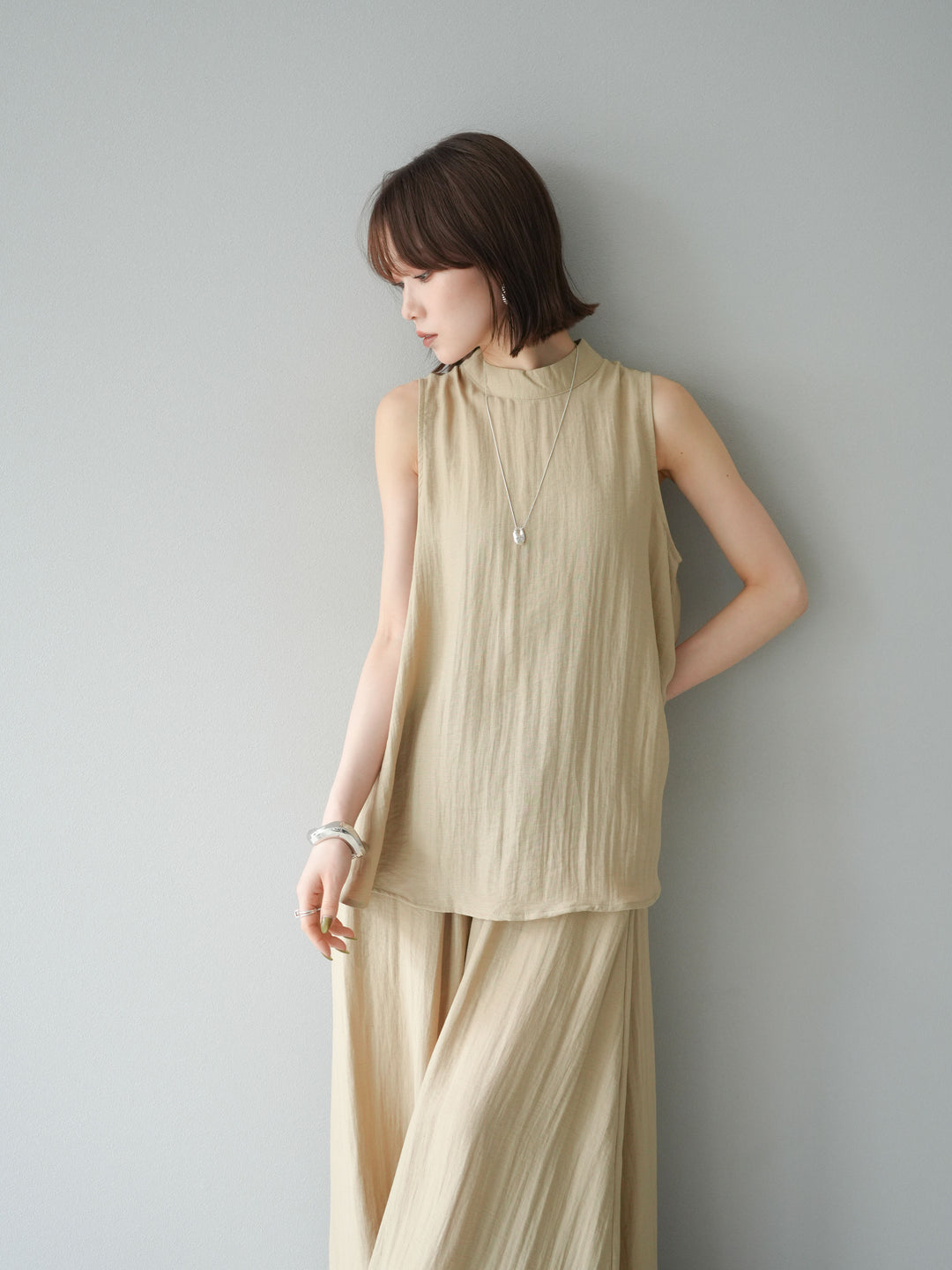 [SET]ホルターネックバックスリットブラウス＆スーパーワイドパンツSET UP(2set)