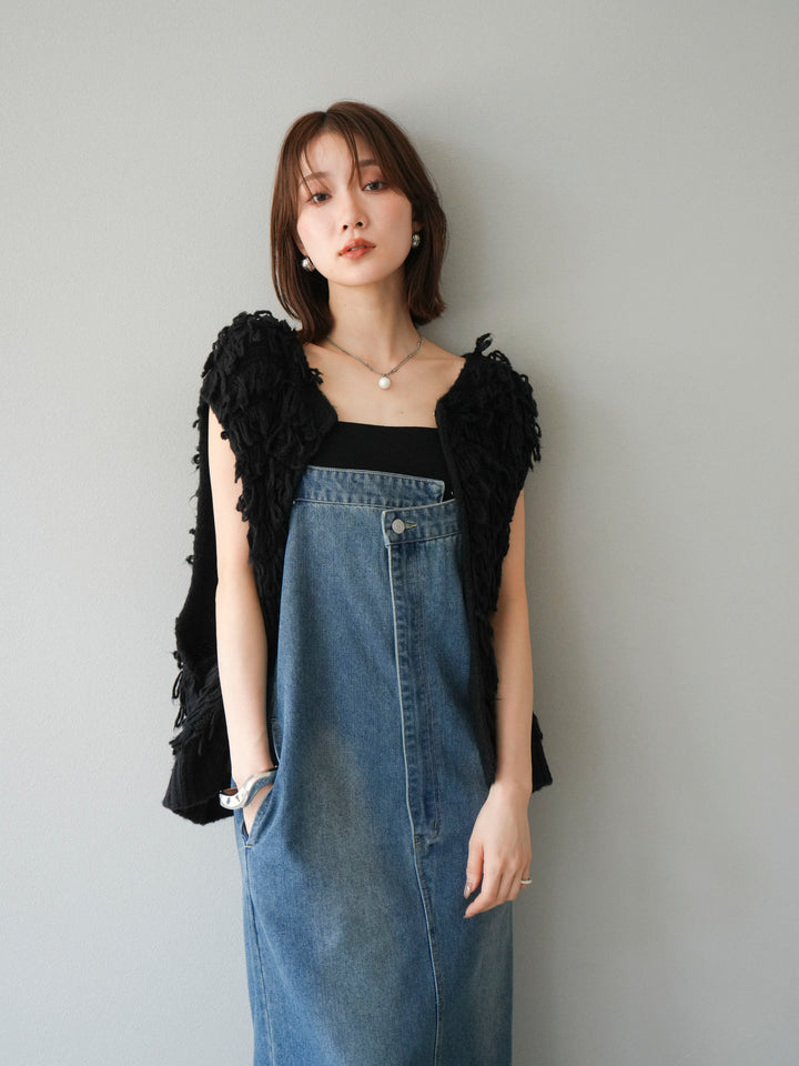 [予約]ループデザインベスト/ブラック