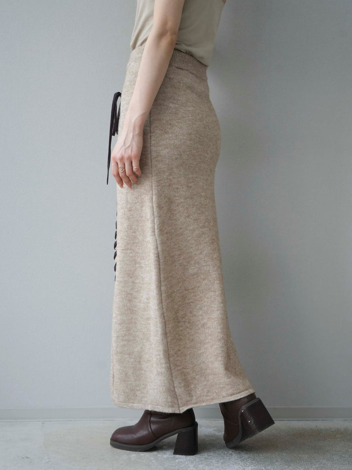 [Pre-order] Hand-stitched color scheme design skirt/beige