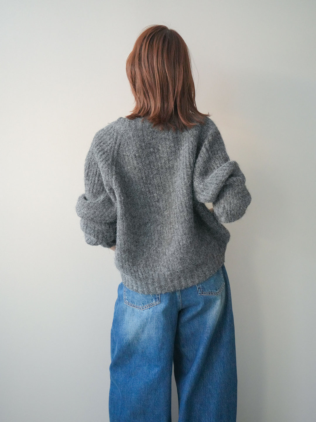 [予約]MIXヤーンモヘアタッチZIPニットカーディガン/gray