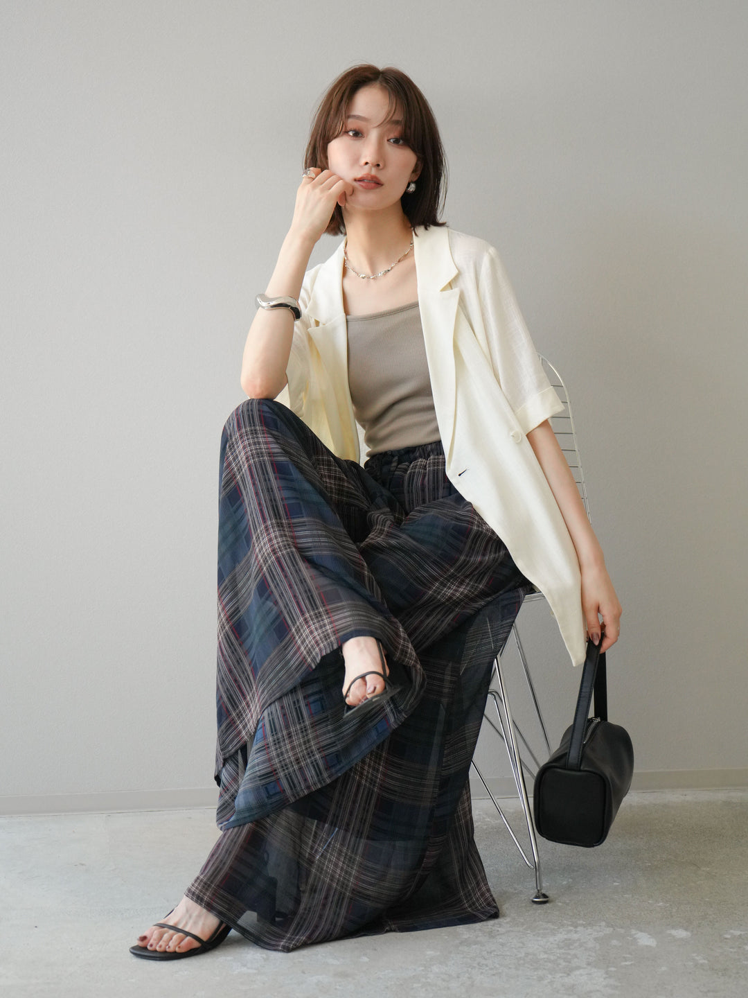 [予約]ライトリネンハーフスリーブジャケット/オフ