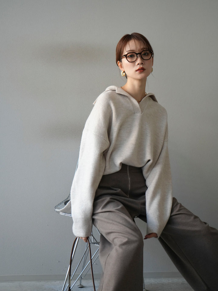 [予約]スキッパーオーバーニットプルオーバー/oatmeal