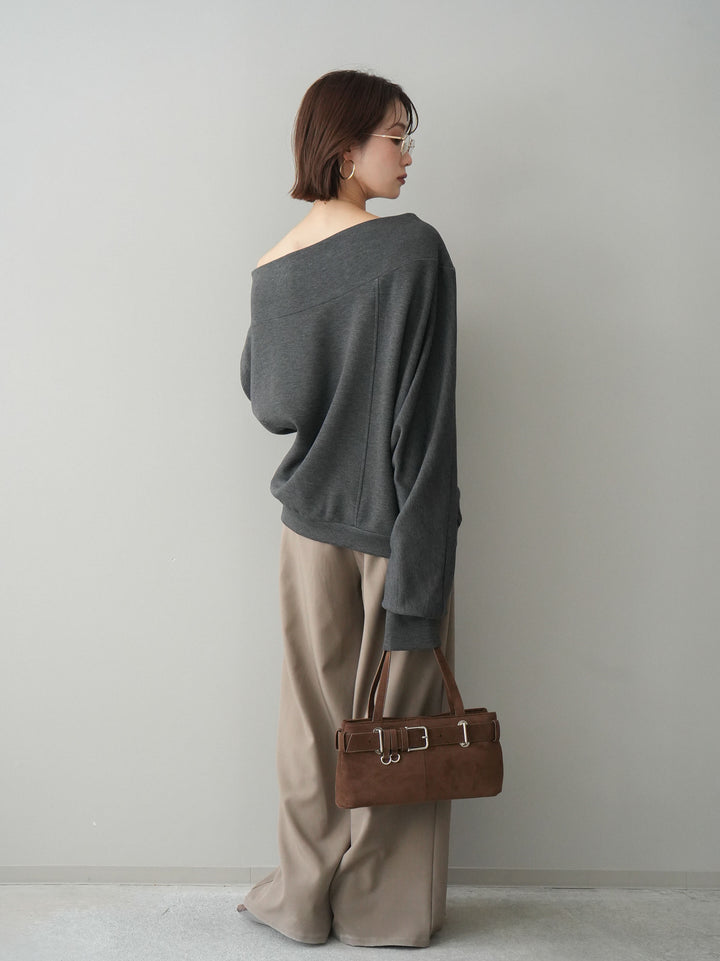 [予約]ベルト付キーホルダーモチーフワイドパンツ/mocha